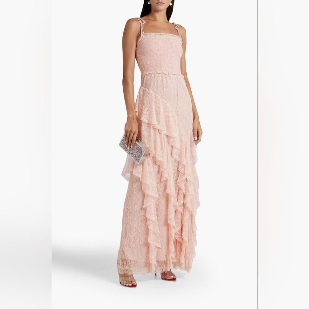 Alice + Olivia Pink Ruffle Maxi Dress